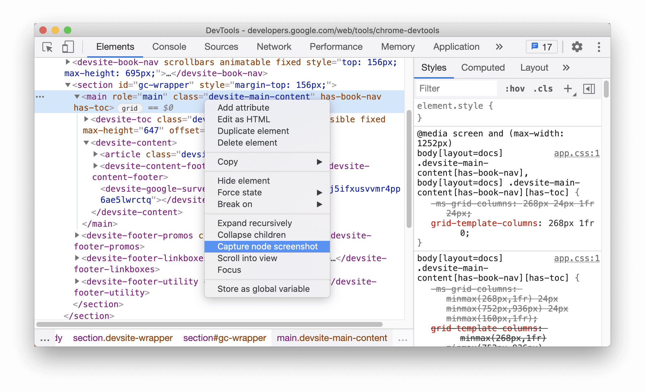 Chụp ảnh màn hình nút ngoài khung hiển thị