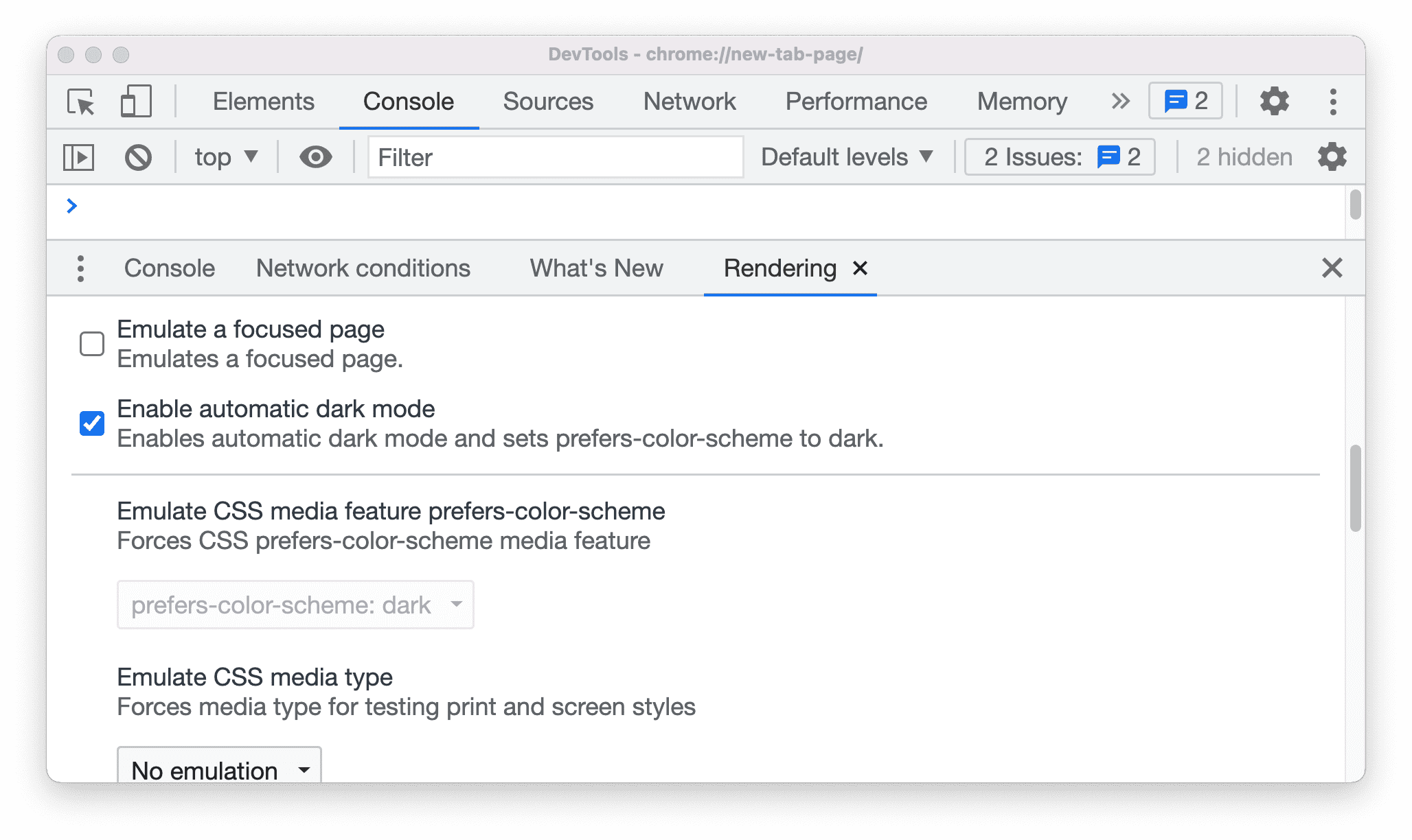 Emulación del tema oscuro automático