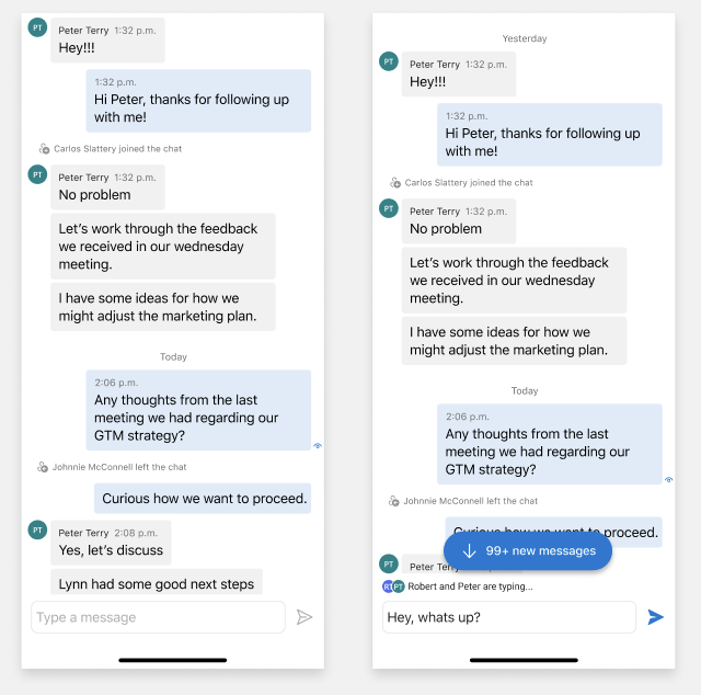 A screenshot that shows some use cases of the Chat UI library.