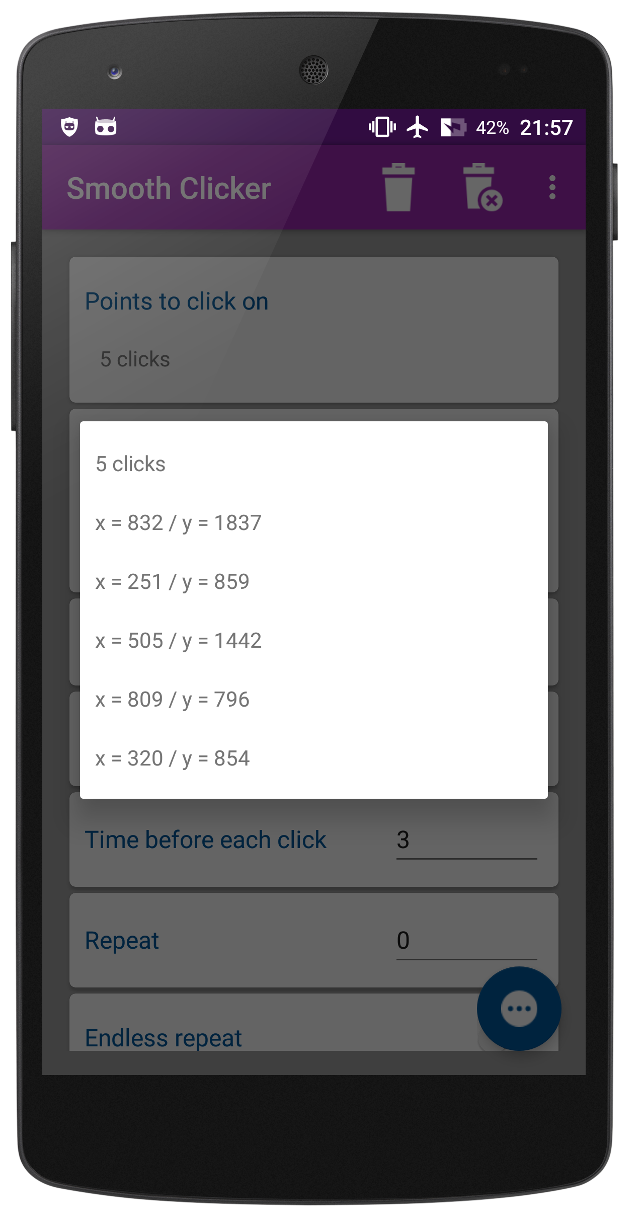 You can make long sequence of clicks to trigger