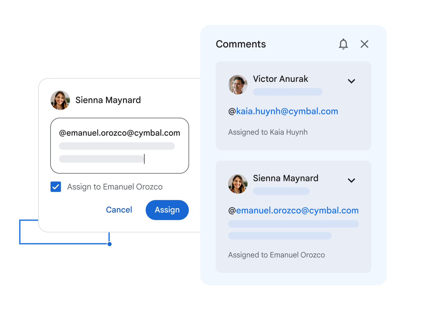 Attribuez une tâche à votre collaborateur directement dans Sheets.