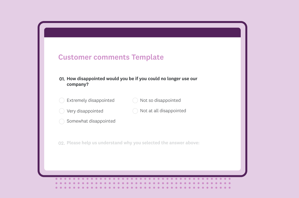 Screenshot of SurveyMonkey customer comments survey template